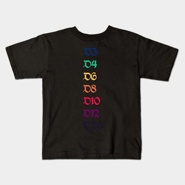 Rainbow Hit Dice Kids T-Shirt by MimicGaming